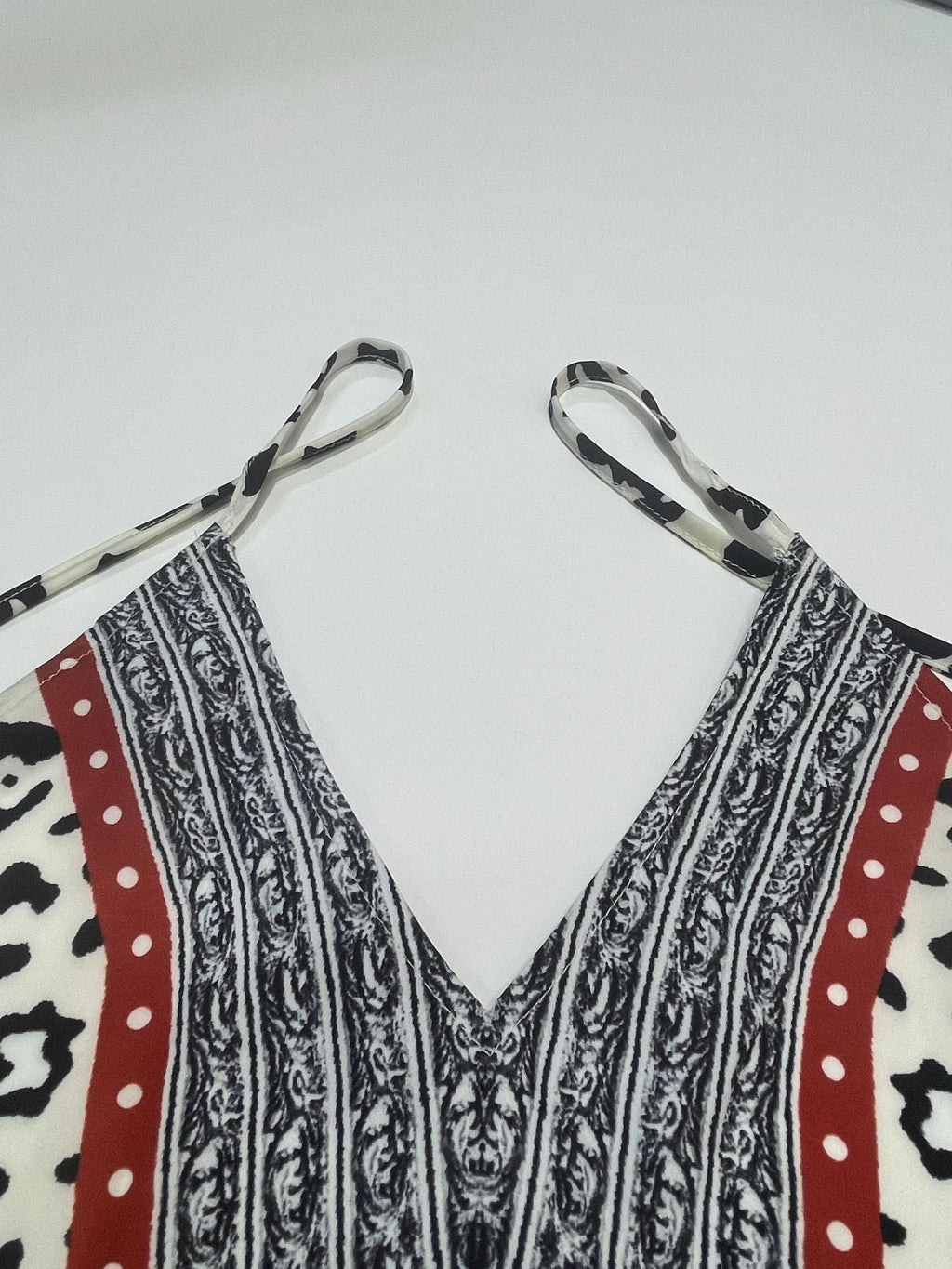 Animal Print Open Back Maxi Beach Dress - Black - 4