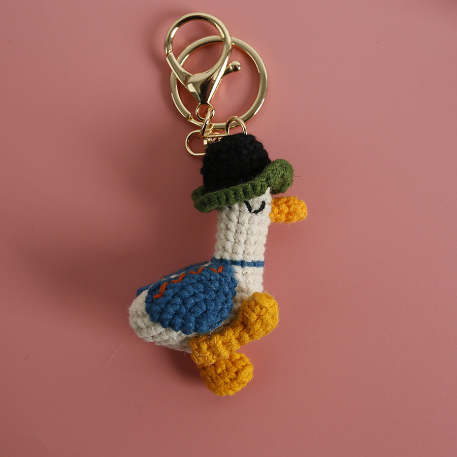 Hand Crochet Duck Keyring Charm - Blue