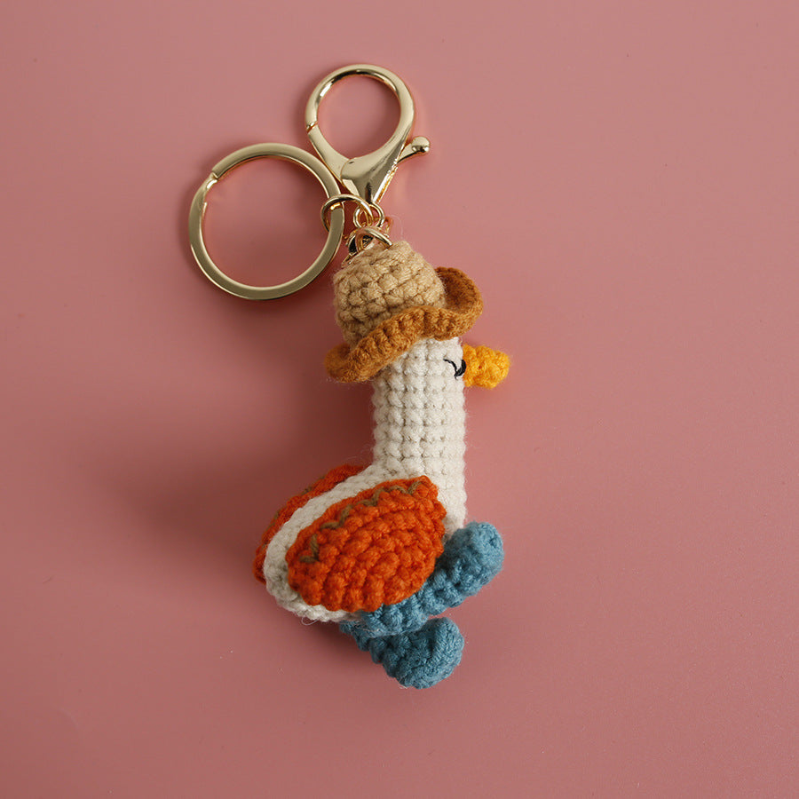 Hand Crochet Duck Keyring Charm - Orange