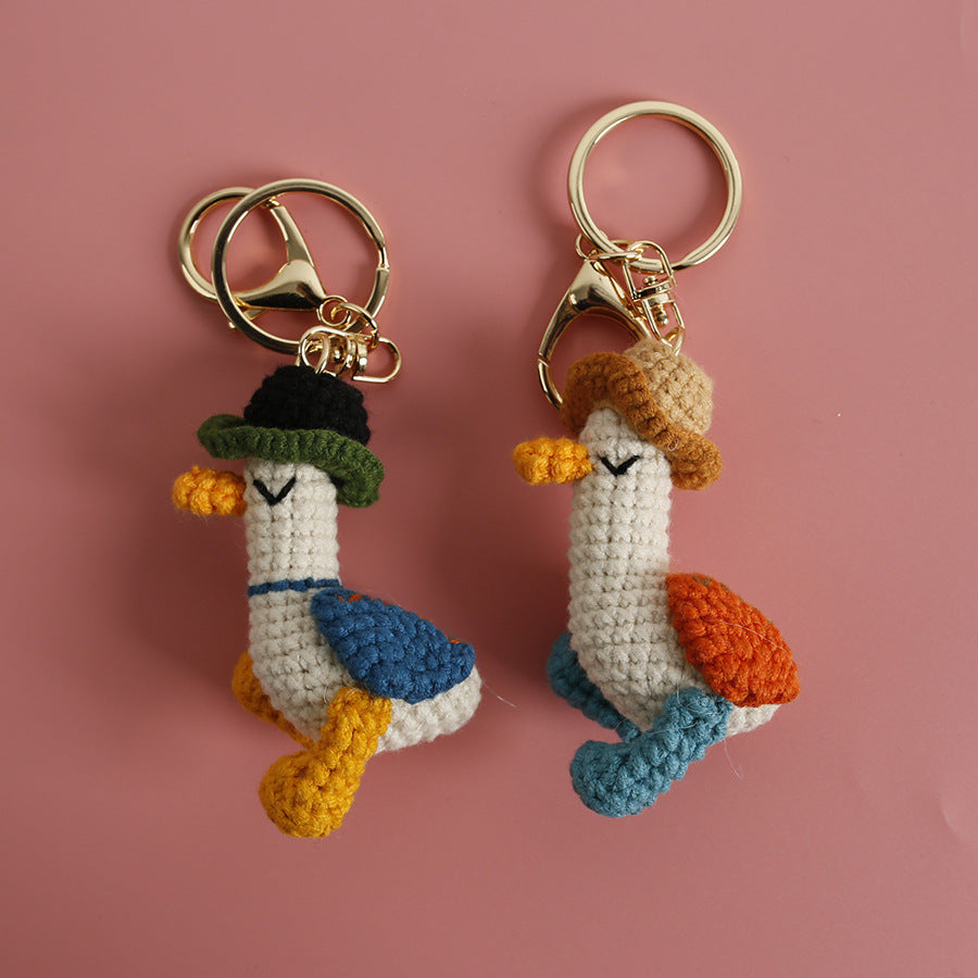 Hand Crochet Duck Keyring Charm