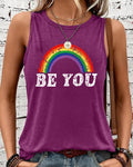 Rainbow Arch Graphic Sleeveless Tank Top - Red
