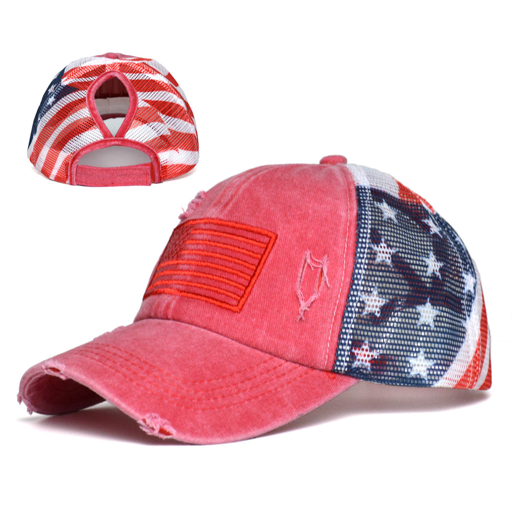 Stars and Stripes Ponytail Baseball Cap