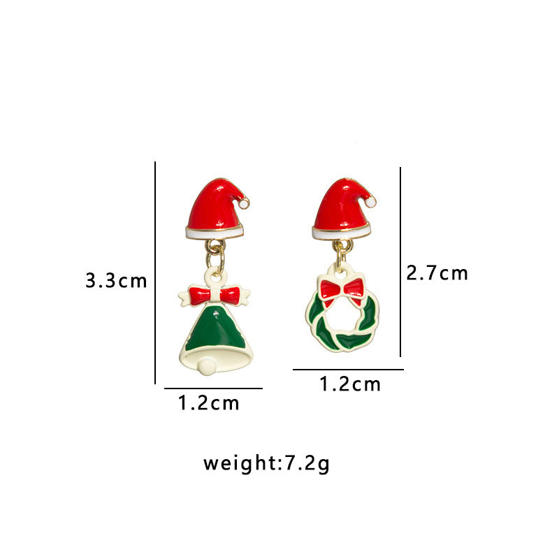 Bow Top Festive Charm Drop Earrings - Bell