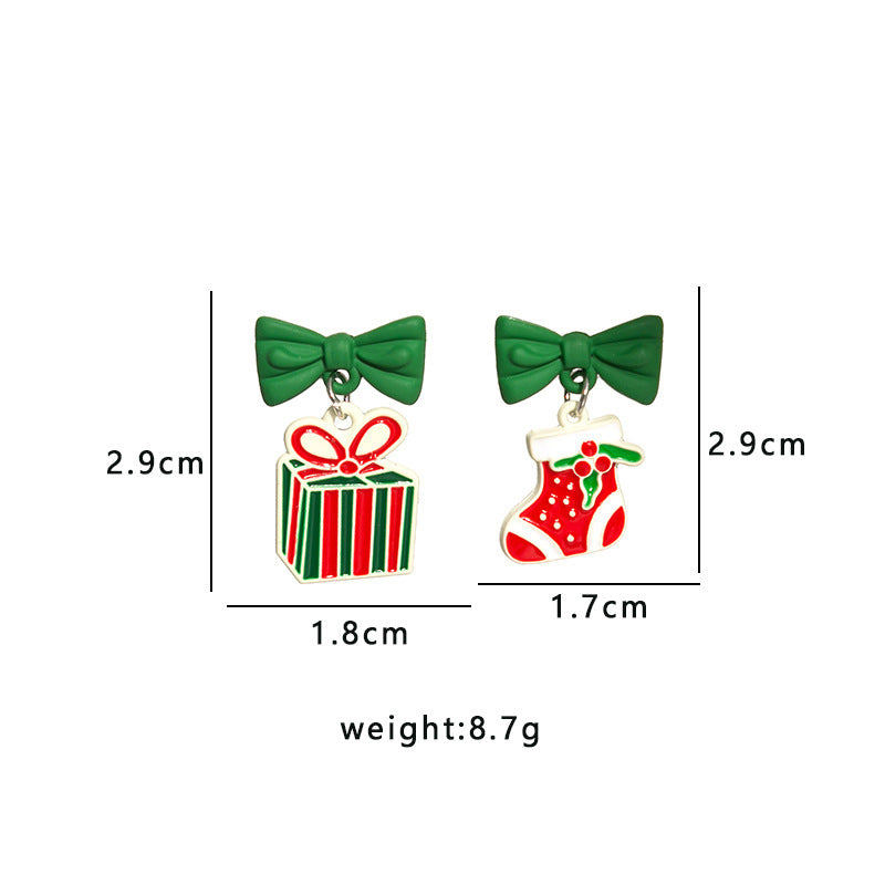 Bow Top Festive Charm Drop Earrings - Gift