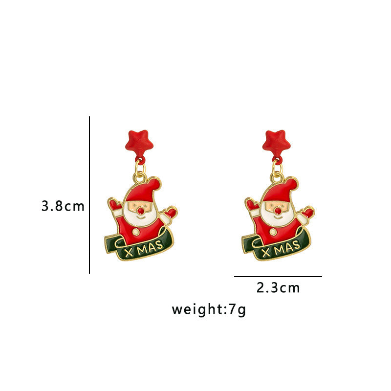 Bow Top Festive Charm Drop Earrings - Santa