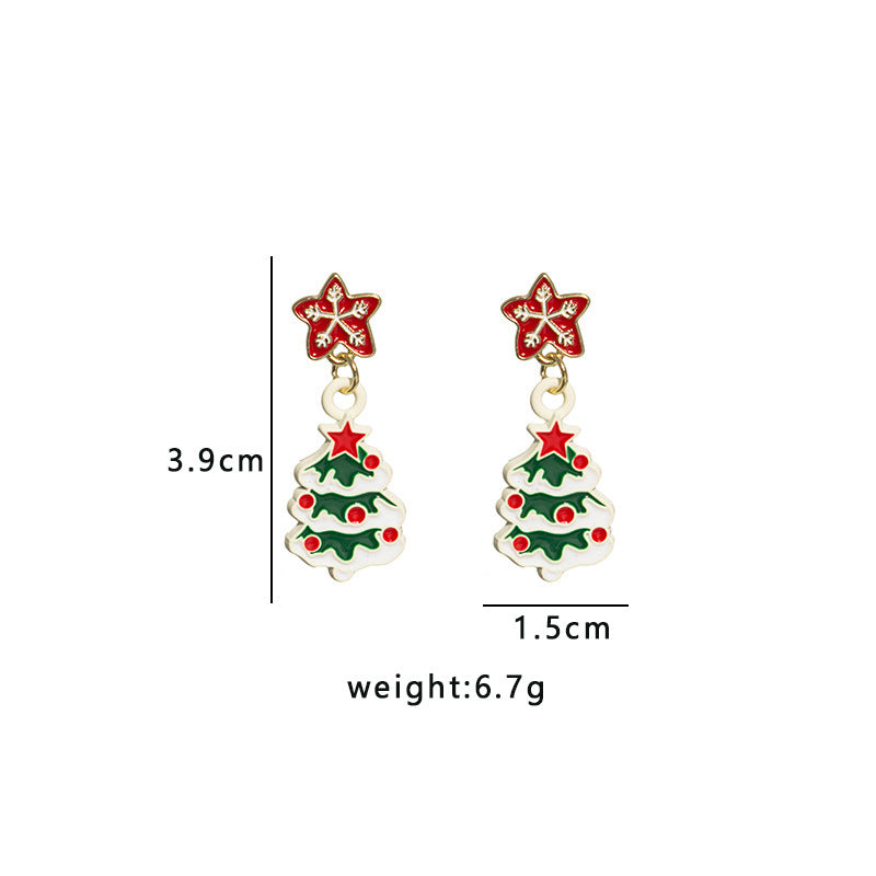 Bow Top Festive Charm Drop Earrings - Tree