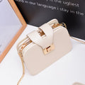 Turn Lock Chain Box Crossbody Bag - Cream
