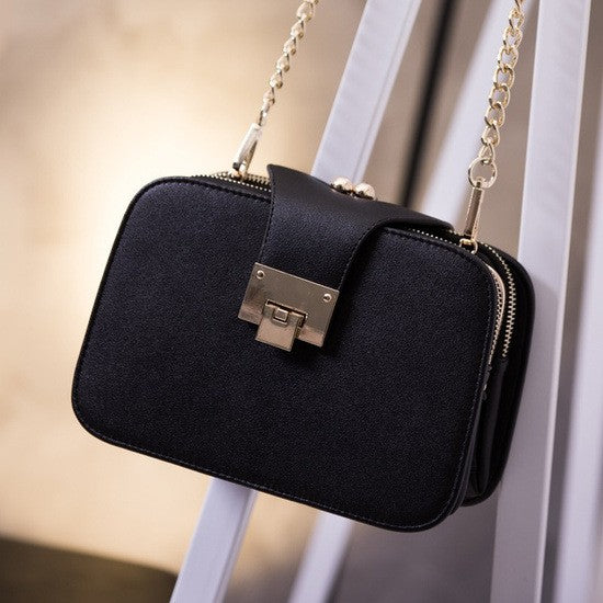 Turn Lock Chain Box Crossbody Bag