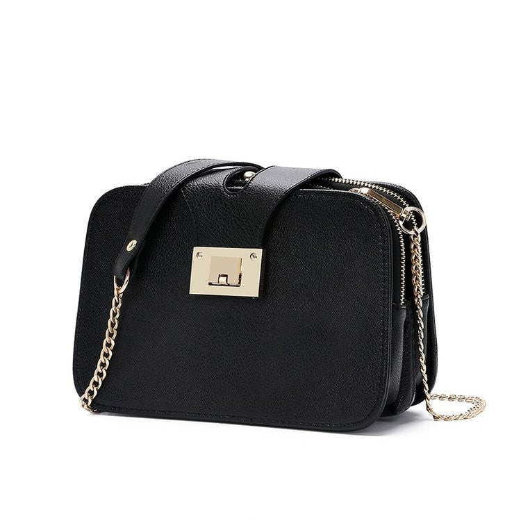 Turn Lock Chain Box Crossbody Bag