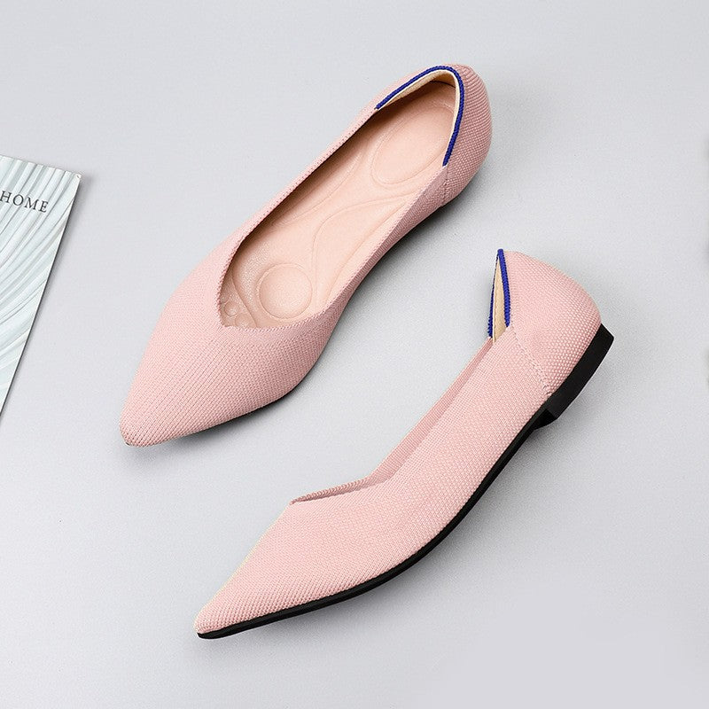 Pointed Toe Knit Ballet Flats