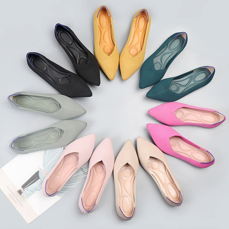 Pointed Toe Knit Ballet Flats