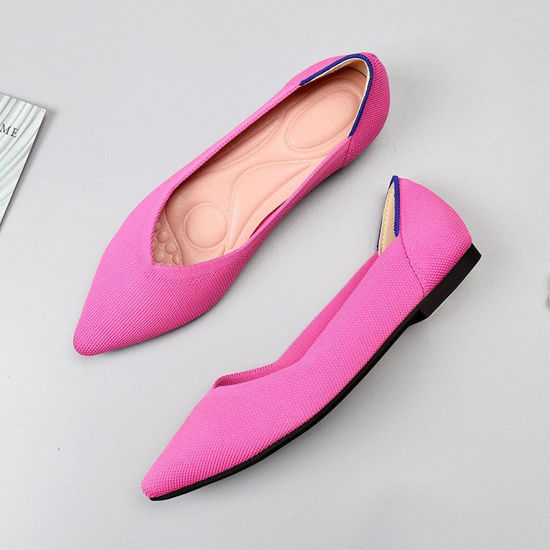 Pointed Toe Knit Ballet Flats