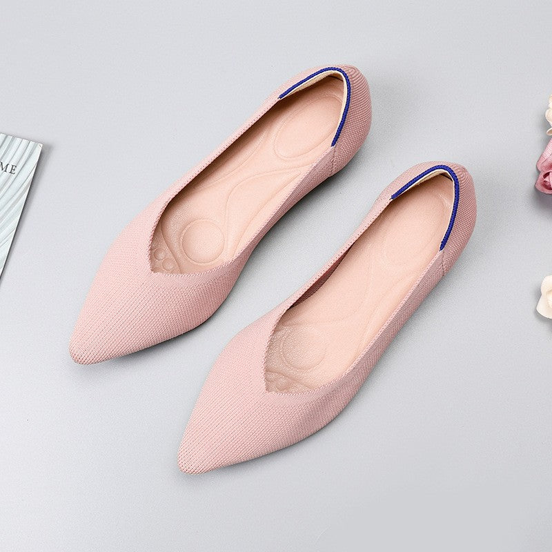 Pointed Toe Knit Ballet Flats