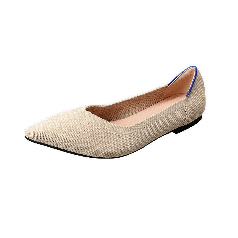 Pointed Toe Knit Ballet Flats