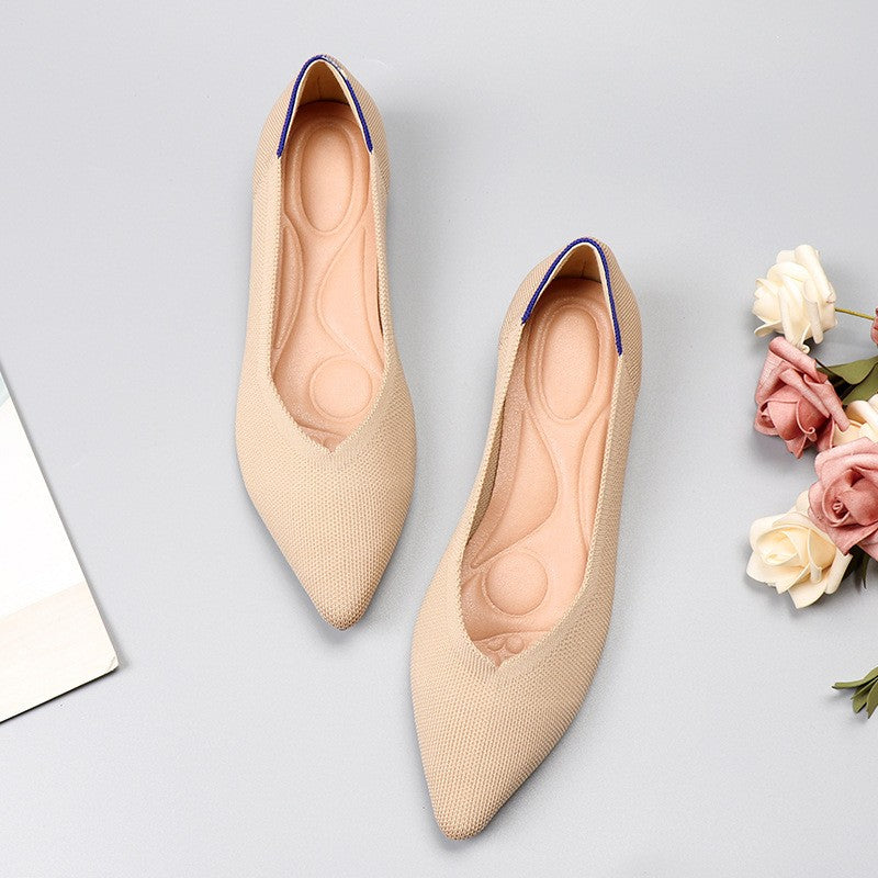 Pointed Toe Knit Ballet Flats