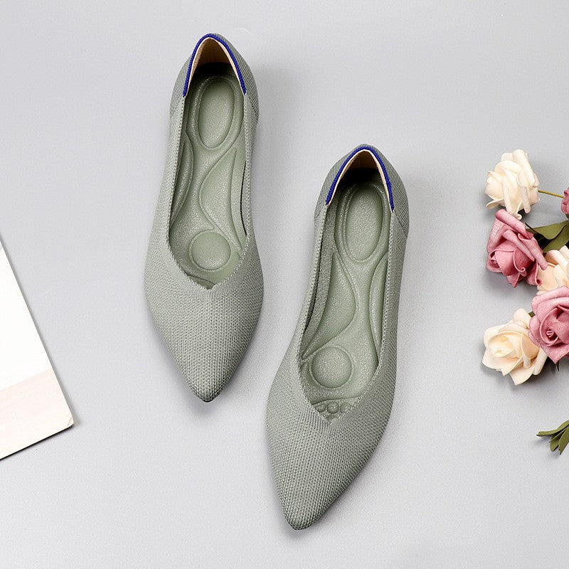 Pointed Toe Knit Ballet Flats