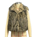 Shaggy Faux Fur Collared Cropped Vest - Brown