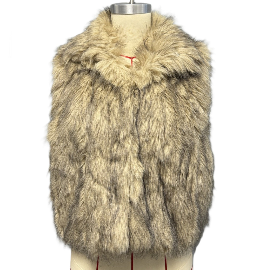 Shaggy Faux Fur Collared Cropped Vest - Camel