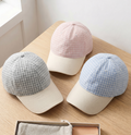 Gingham Check Baseball Cap With Contrast Brim - NavyBlue