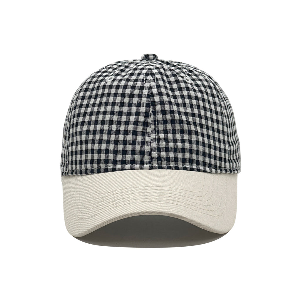 Gingham Check Baseball Cap With Contrast Brim - NavyBlue - 3
