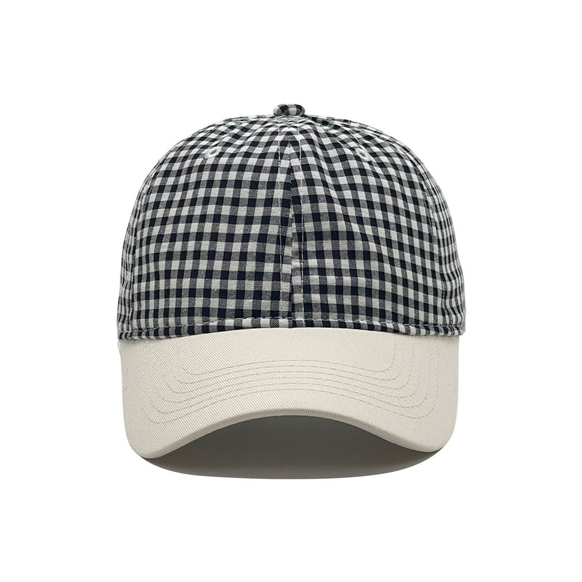 Gingham Check Baseball Cap With Contrast Brim - NavyBlue - 3