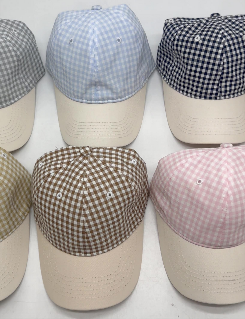 Gingham Check Baseball Cap With Contrast Brim - NavyBlue - 4