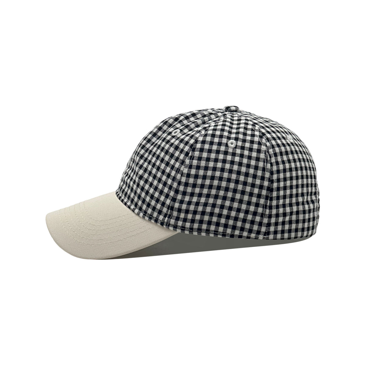 Gingham Check Baseball Cap With Contrast Brim - NavyBlue - 5