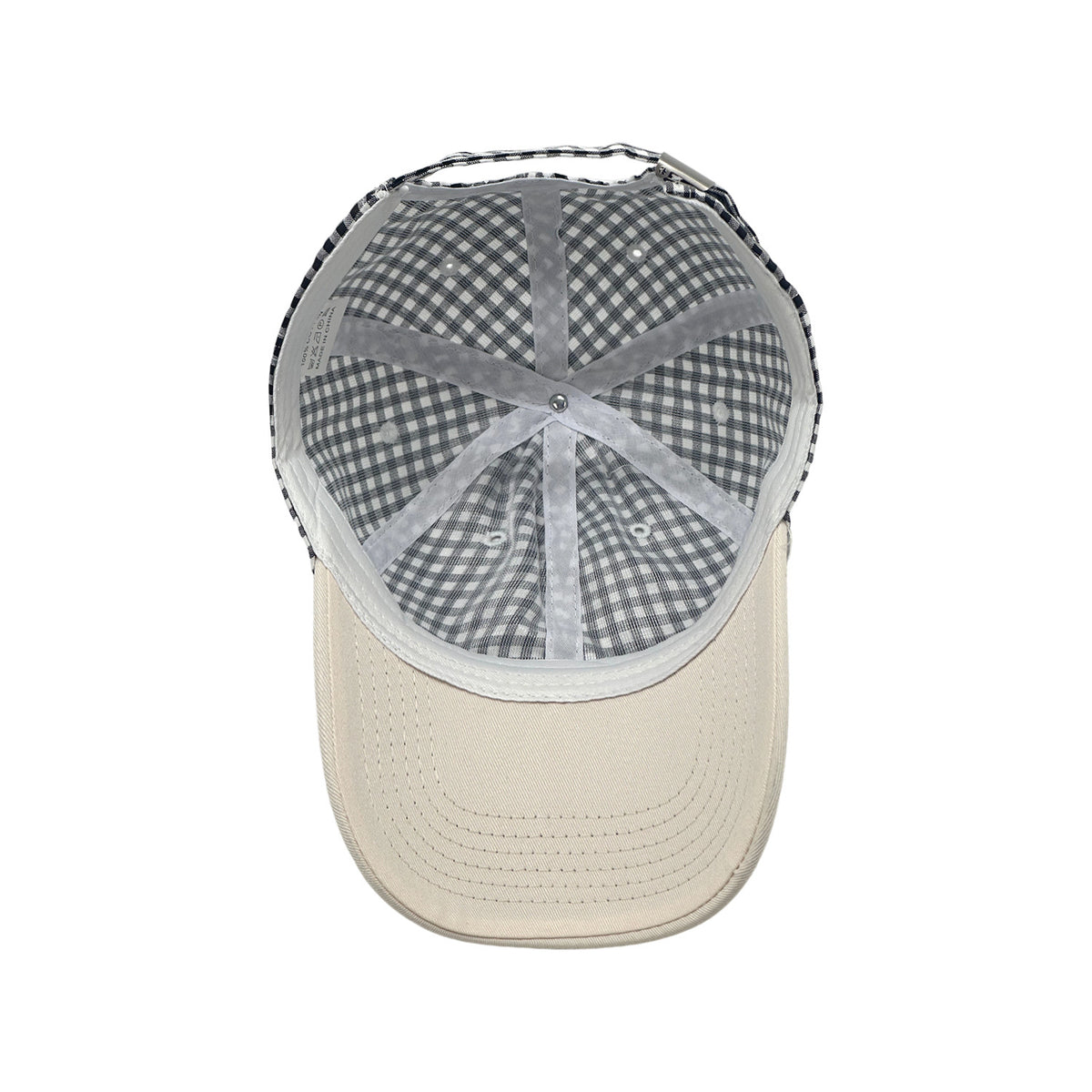 Gingham Check Baseball Cap With Contrast Brim - NavyBlue - 6
