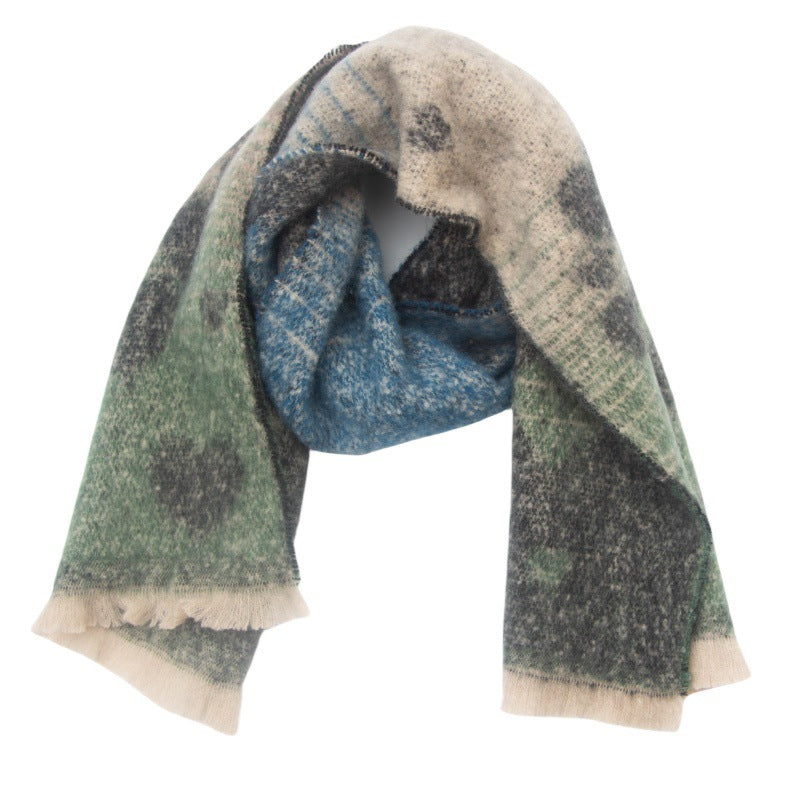 Heart Jacquard Fringed Winter Scarf - NO-6 - 1