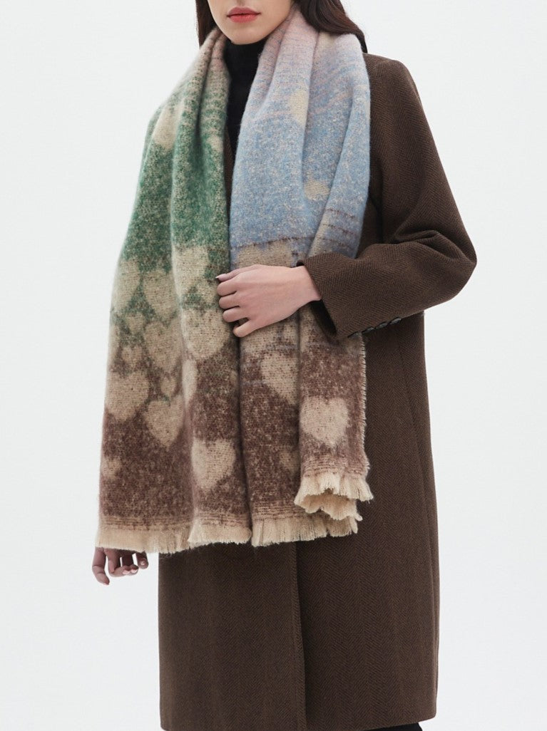 Heart Jacquard Fringed Winter Scarf - NO-6 - 2