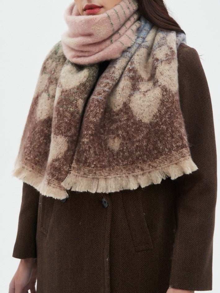 Heart Jacquard Fringed Winter Scarf - NO-6 - 3