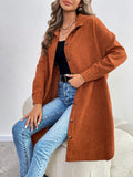 Oversized Longline Corduroy Button Down Shacket - Brown