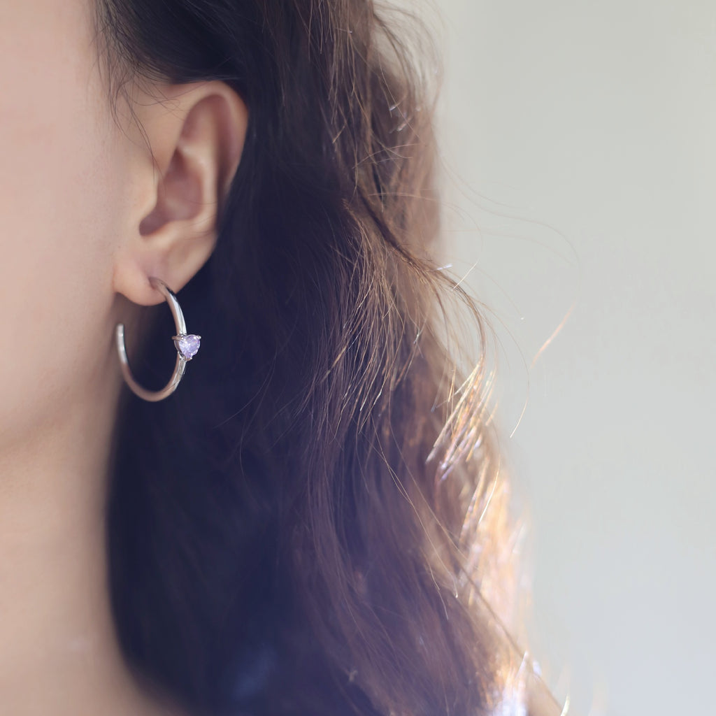 Heart Crystal Double Hoop Earrings