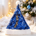 Color Changing Flip Sequin Santa Beanie Hat - BlueGold