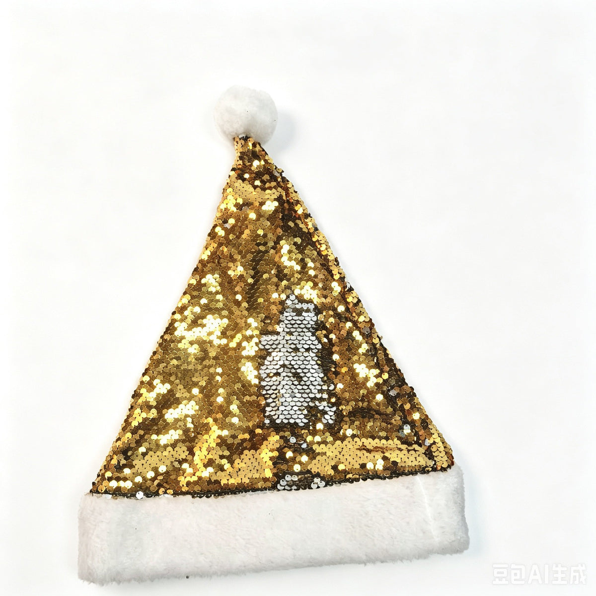 Color Changing Flip Sequin Santa Beanie Hat - Gold