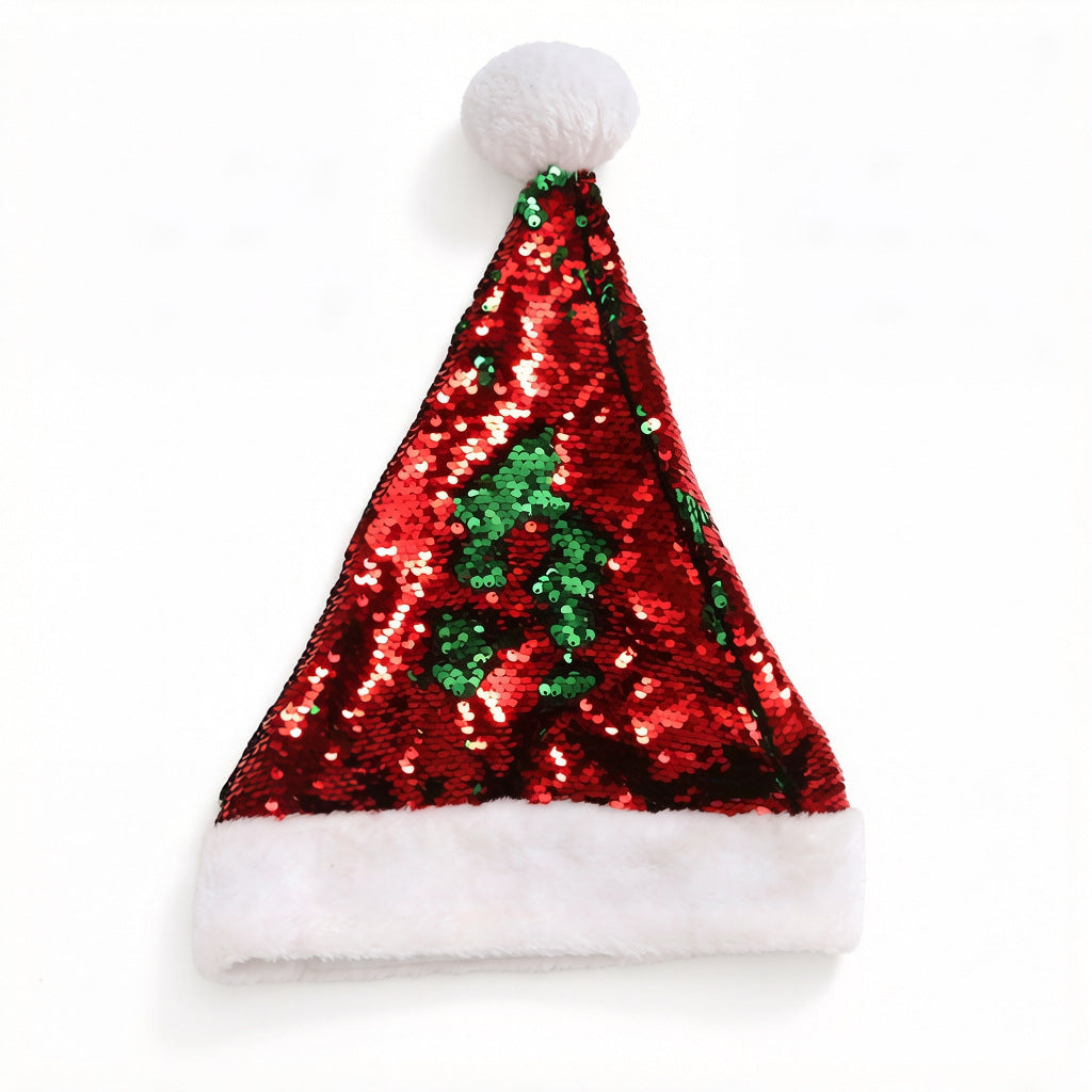Color Changing Flip Sequin Santa Beanie Hat - RedGreen - 1
