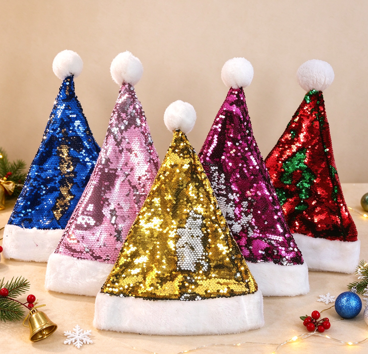 Color Changing Flip Sequin Santa Beanie Hat