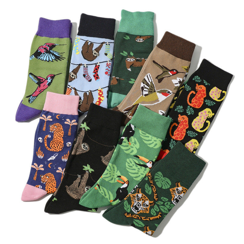 Jungle Animal Print Crew Socks - A1181 - 1