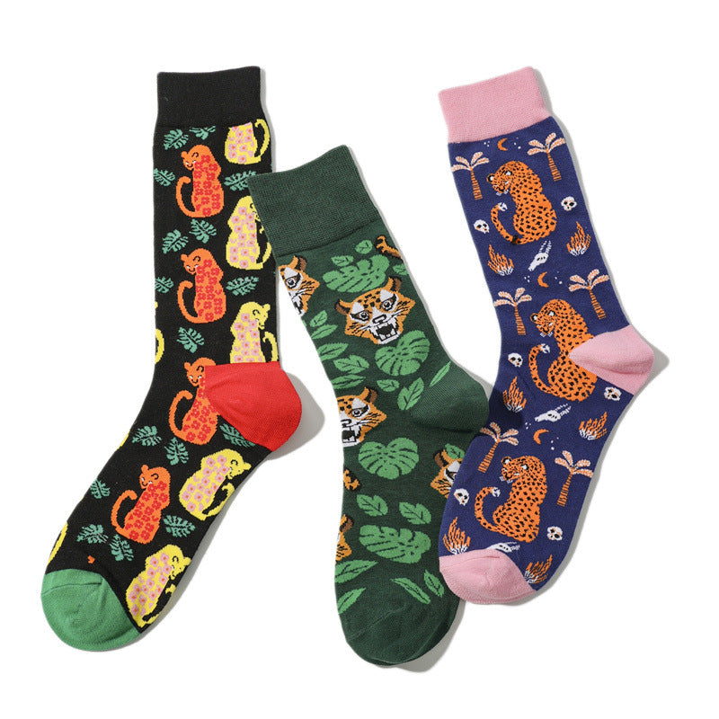 Jungle Animal Print Crew Socks - A1181 - 3
