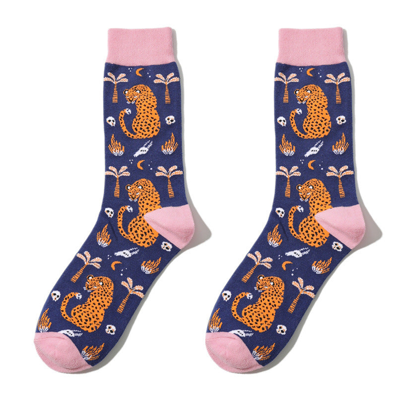 Jungle Animal Print Crew Socks - A1188