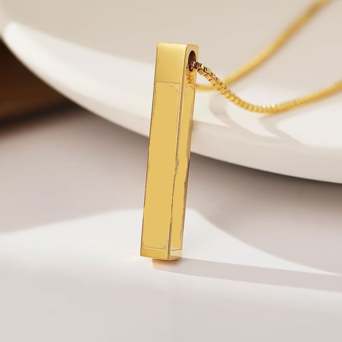 Minimalist Vertical Bar Pendant Necklace - Gold