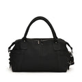 Faux Suede Bowling Bag with Crossbody Strap - Black