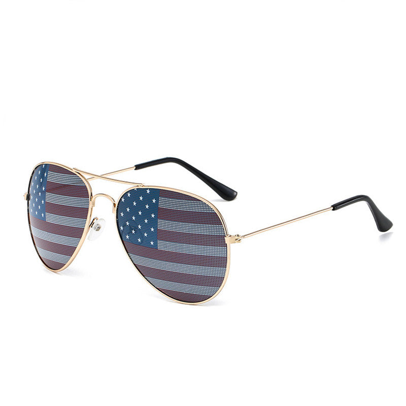 Stars And Stripes Lens Aviator Sunglasses - Golden