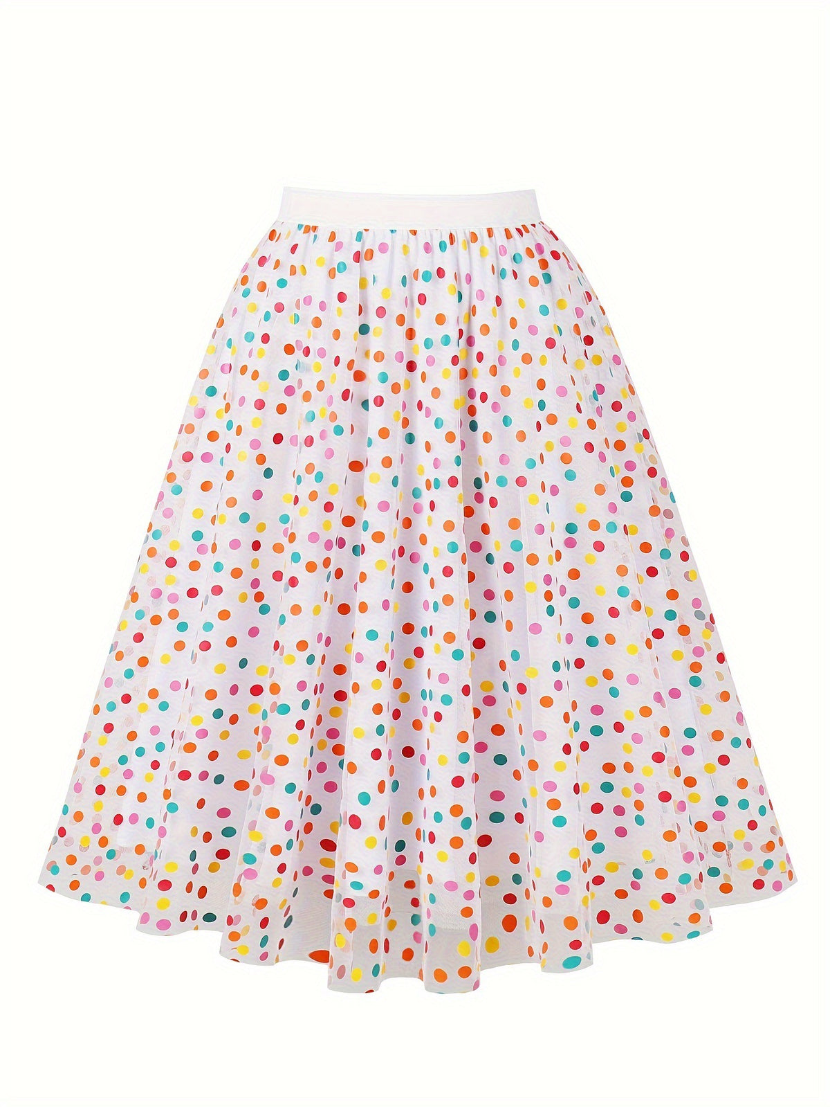 Layered Tulle A-Line Midi Skirt - White
