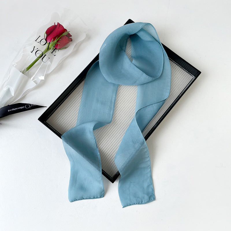 Lightweight Sheer Skinny Chiffon Neck Scarf - Color_04