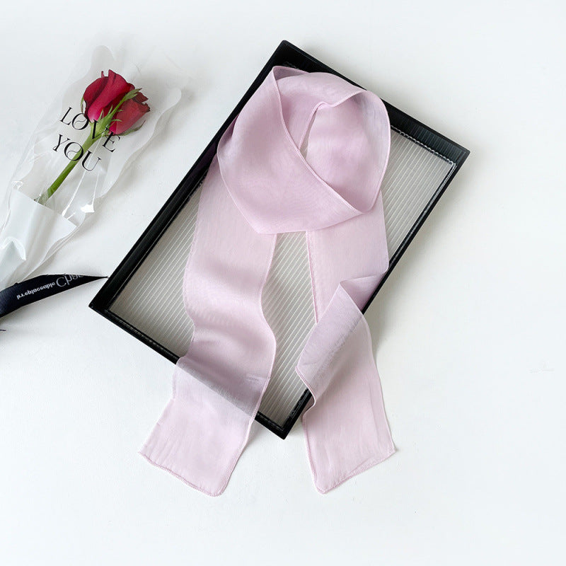 Lightweight Sheer Skinny Chiffon Neck Scarf - Color_07