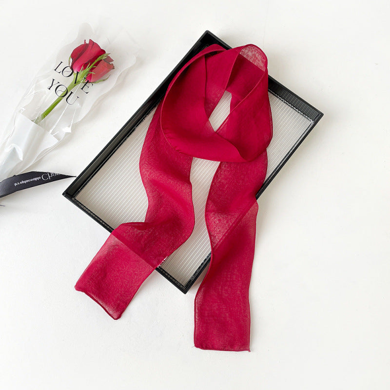 Lightweight Sheer Skinny Chiffon Neck Scarf - Color_09