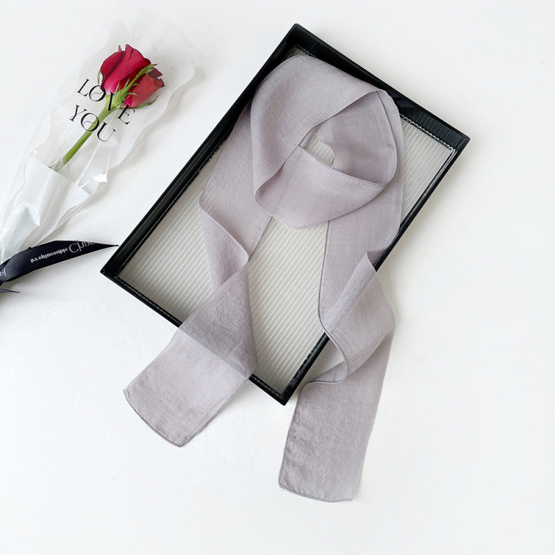 Lightweight Sheer Skinny Chiffon Neck Scarf - Color_11