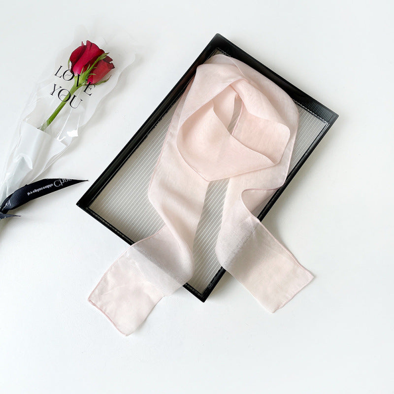 Lightweight Sheer Skinny Chiffon Neck Scarf - Color_13