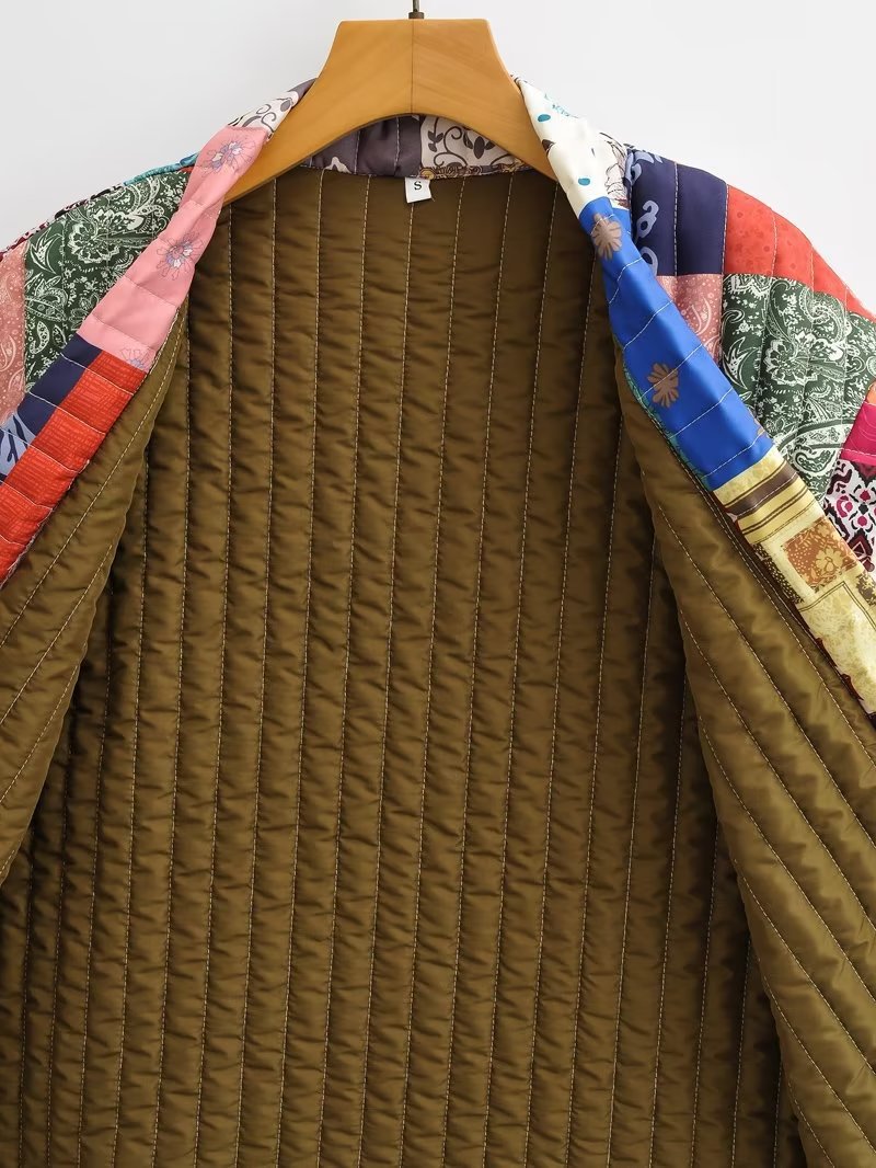 Boho Patchwork Quilted Reversible Vest - Floral - 2